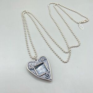 Michele Baratta Sterling Silver Abstract Art Heart Photo Frame Necklace